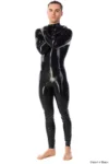 latex mitts zips high neck catsuit