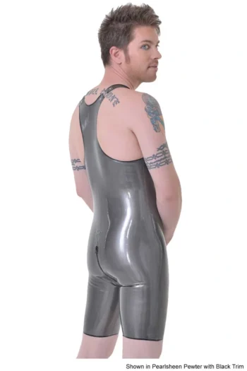 Men's Latex Buckle cropped catsuit