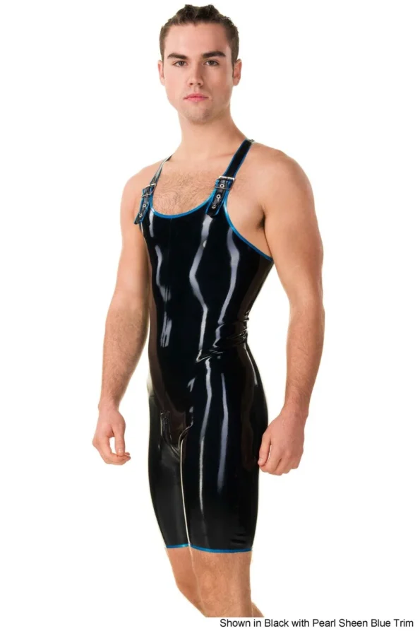 Men's Latex Buckle cropped catsuit