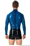 Latex Men's Long Sleeves Latex Back Zip Top