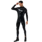 Latex Men's Hoody Tight Catsuit With Zip