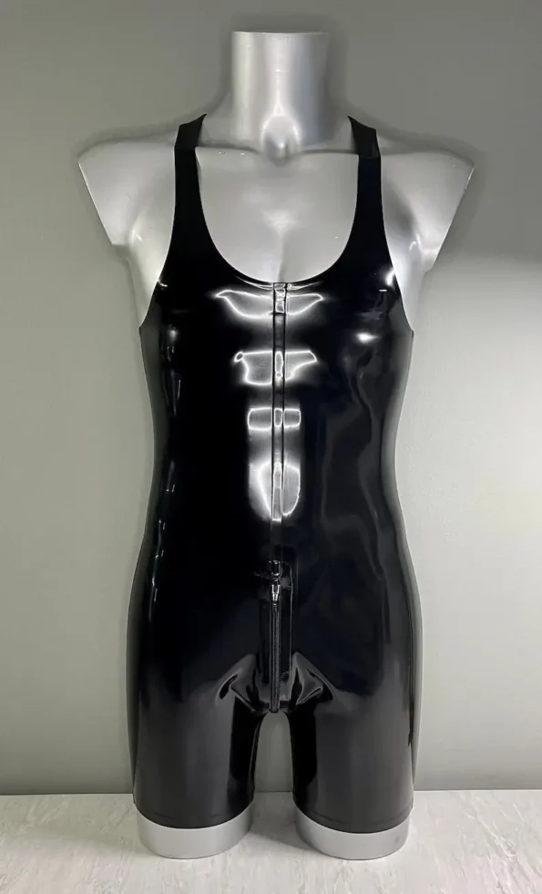 Latex Open-Back Vest Bodysuit