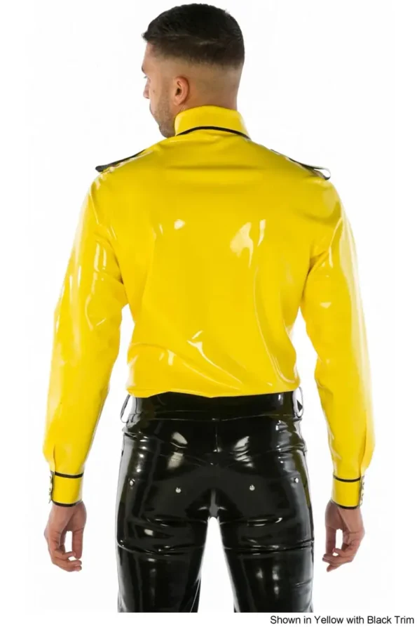 Latex Long Sleeves Detailed Trimming Uniform Shirt