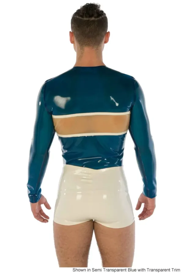 Men's Latex Transparent Trim Long Sleeves Top