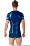 Men's Latex Front Zip Contrast Color Top