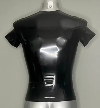 Men's Latex Black Front Zipper Top