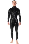 Latex Long Sleeves Two Side Stripes Tight Catsuit