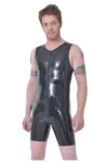 Latex Open-Back Vest Bodysuit