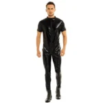 Latex Long Sleeves Crotch Zipper Catsuit