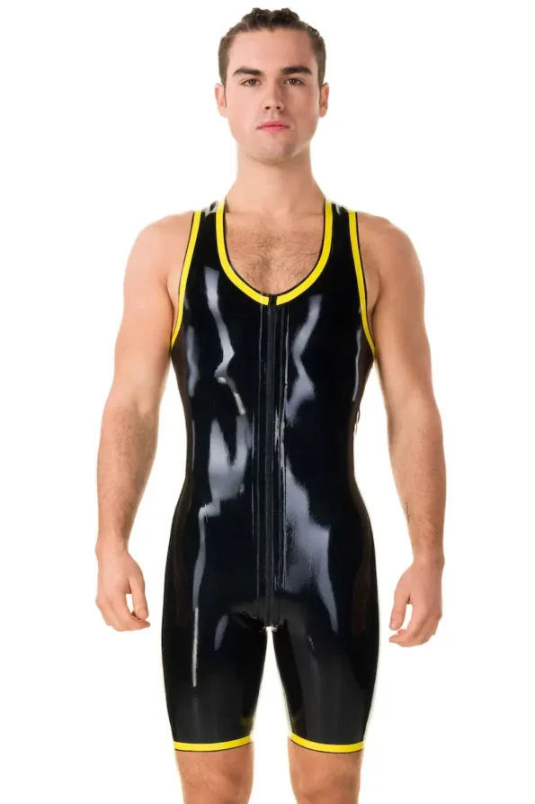 Latex Sleeveless Two-Way Zip Bodysuit