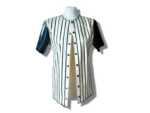 Striped Latex Baseball Shirt And Belted Shorts