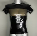 men's latex transparent contrast color t shirt