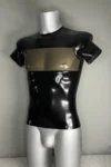 men's latex transparent contrast color t shirt