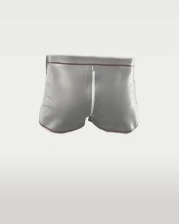 Latex Mens Crotch Zipper Shorts With Contrast Trim