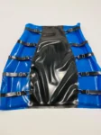 Unisex Latex Contrast Straps Mini skirt