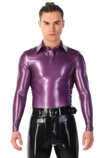 Latex Men's Polo Neck Long Sleeves Shirt