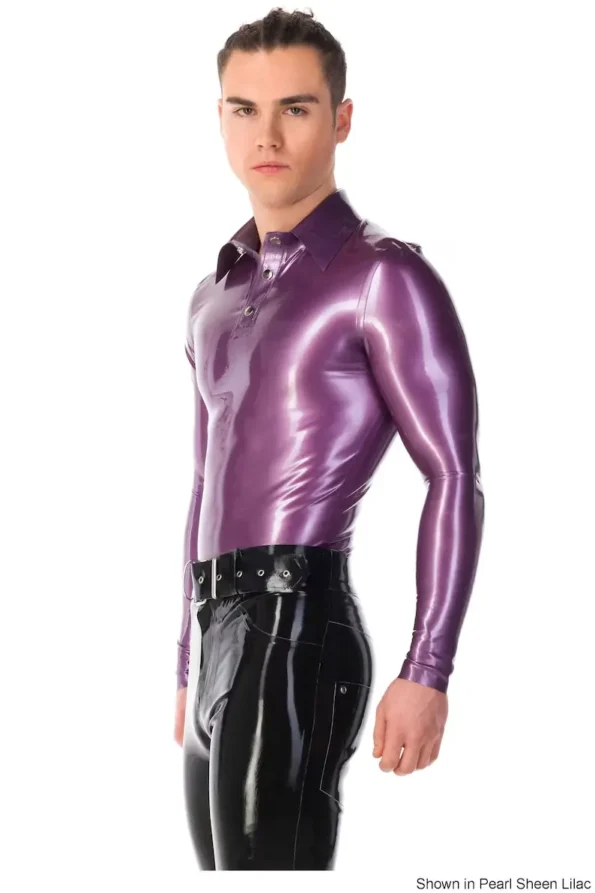 Latex Men's Polo Neck Long Sleeves Shirt