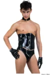 Men's Latex Zip Corset With Two D-rings