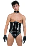 Men's Latex Zip Corset With Two D-rings