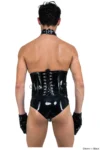 Men's Latex Zip Corset With Two D-rings