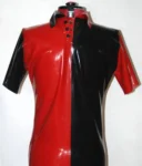 Mens Latex Two Colour Polo Shirt With Three poppers