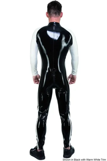 Latex Long Sleeves Two Side Stripes Tight Catsuit