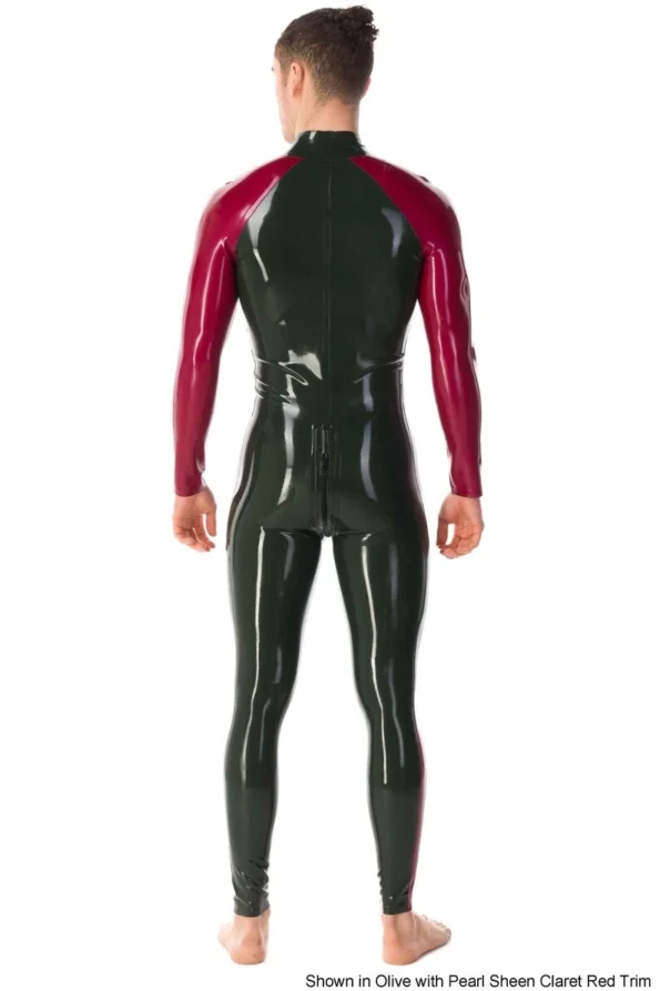 Latex Long Sleeves Two Side Stripes Tight Catsuit