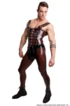 Men's Latex Front Buckle And Zip Corset