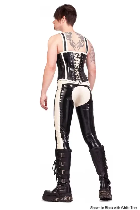 Men's Latex Front Buckle And Zip Corset