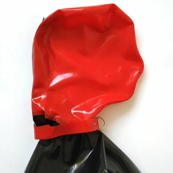 Latex Back Zipper with Removable Gloves Collars Catsuit