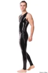 latex mitts zips high neck catsuit