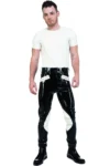 Latex Mens Athletic-Striped Leggings