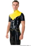 Men's Latex Front Buckle And Zip Corset