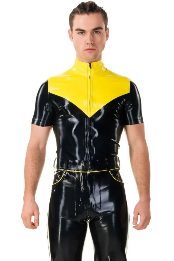 Edgy Style Men's Latex Short-Sleeved Top